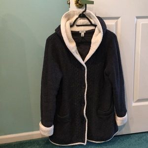 L.L. Bean dark gray button down lined sweater coat